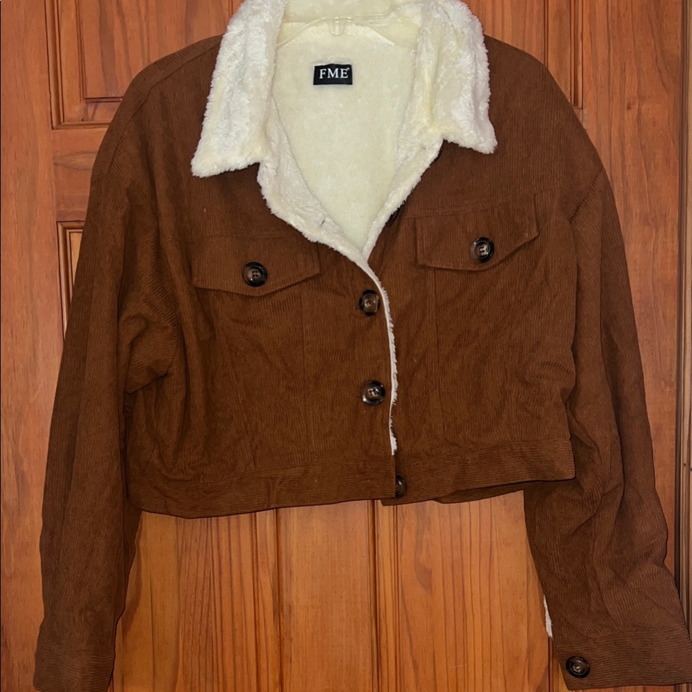 Brown Teddy Jacket with Cream Lining